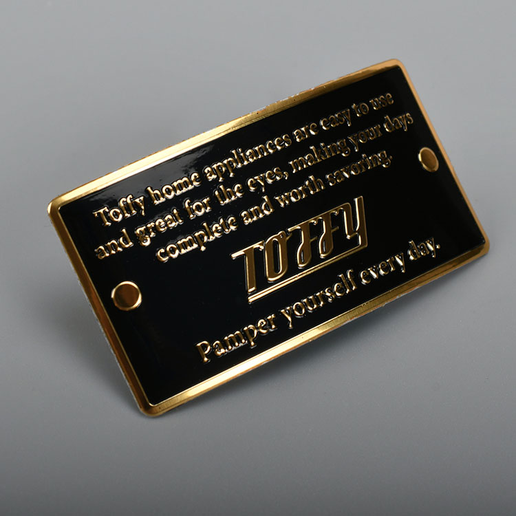 Etiqueta de metal de oro estampado de aluminio