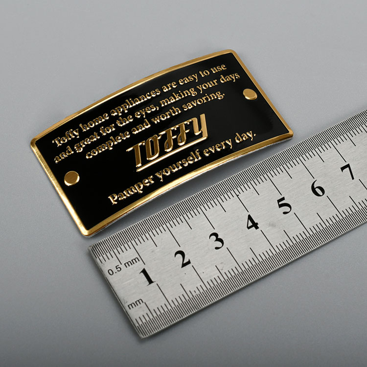 Etiqueta de metal de oro estampado de aluminio