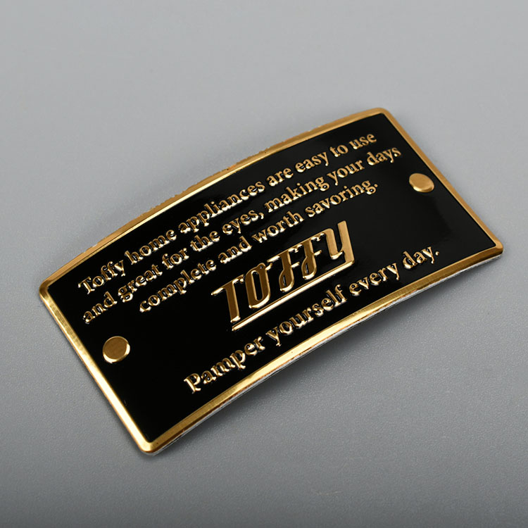 Etiqueta de metal de oro estampado de aluminio