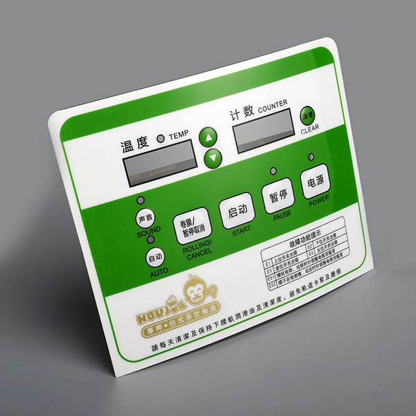 Etiqueta engomada del panel de control frontal