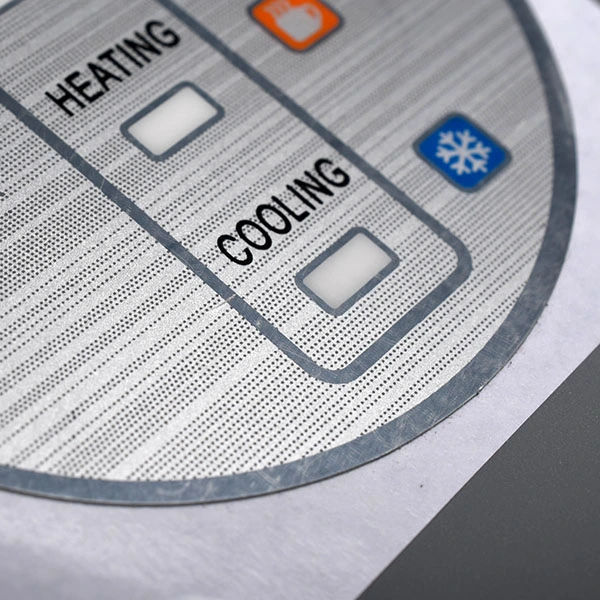 Etiqueta de membrana brillante Etiqueta adhesiva del panel de control frontal mate