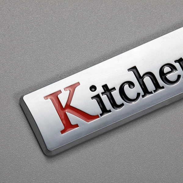Emblema de letras de plástico ABS personalizado, pegatina, emblemas decorativos especializados para refrigerador, fabricante