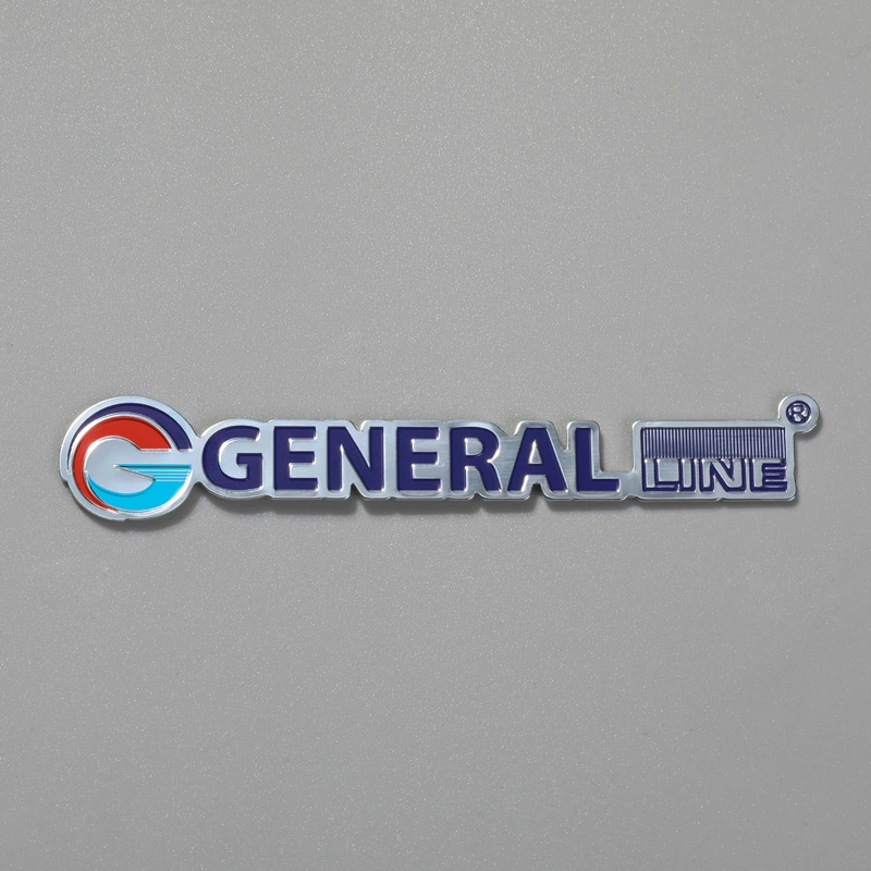 Placa de identificación con logotipo en relieve de aluminio para refrigerador